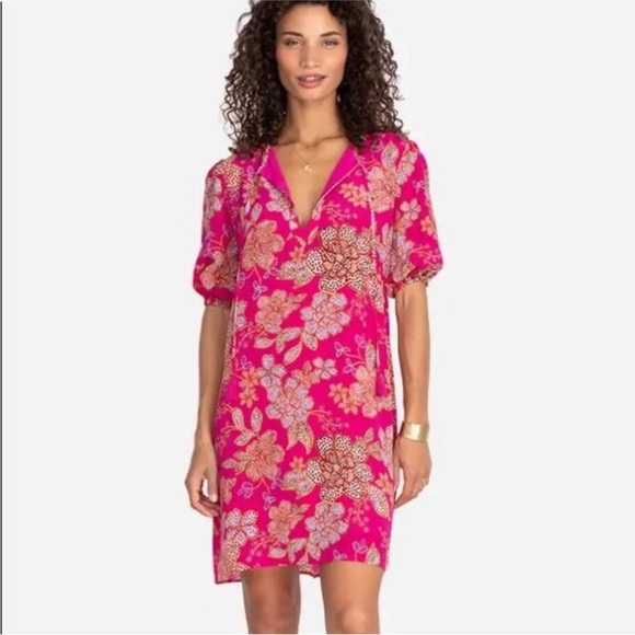 Johnny Was Vesna Floral 100% Silk Tunic Dress Pink Multi Boho Style Size Small - Picture 10 of 10